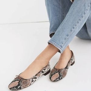 Madewell Women's The Adelle Ballet Flat in Snake Embossed Leather Size 6.5